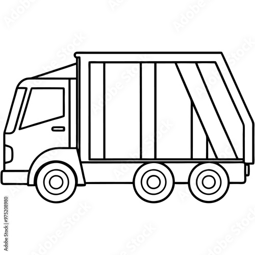 waste sorting truck outline coloring book page line art drawing