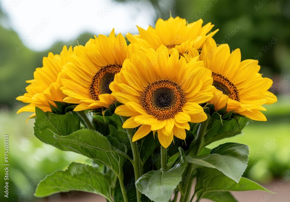 Obraz premium Vibrant yellow sunflowers in bloom