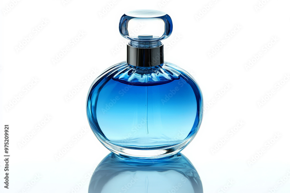 Isolated perfume bottle with reflections on white background, Isolated perfume bottle with reflections on white background,