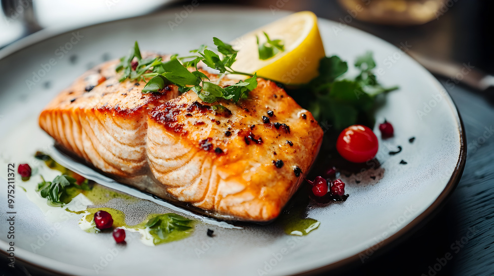grilled salmon steak with vegetables grilled salmon steak with vegetables