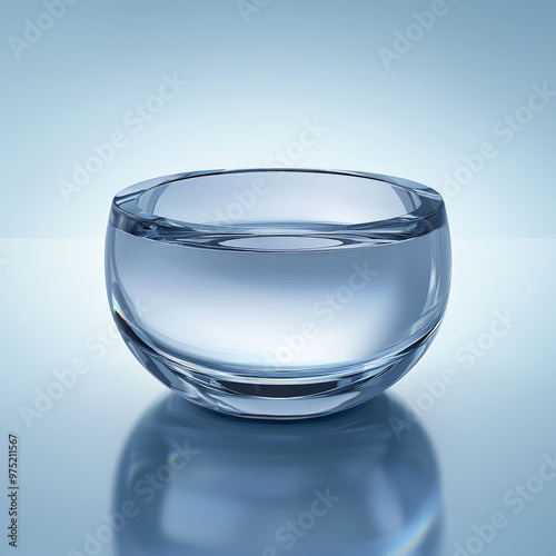 Transparent glass object with realistic light refractions and reflections,