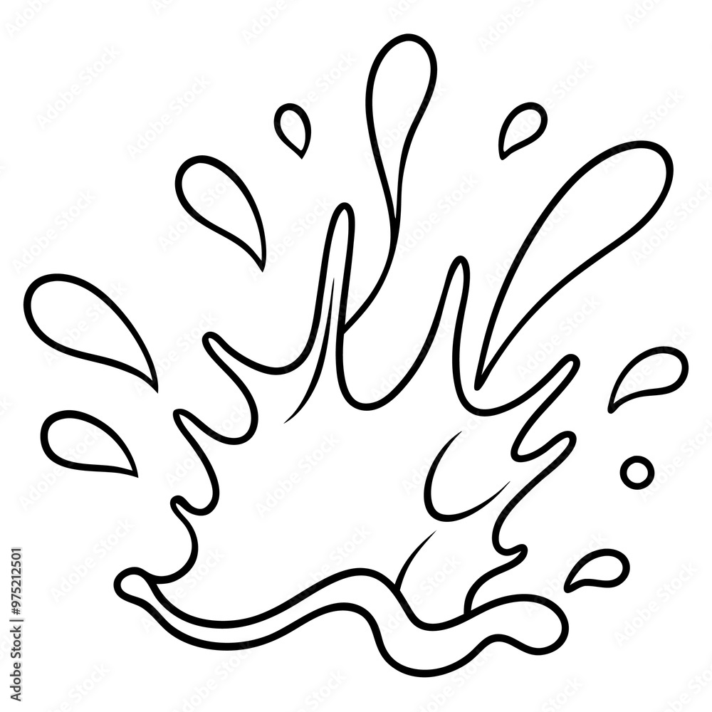 Obraz premium water splashing outline coloring book page line art drawing