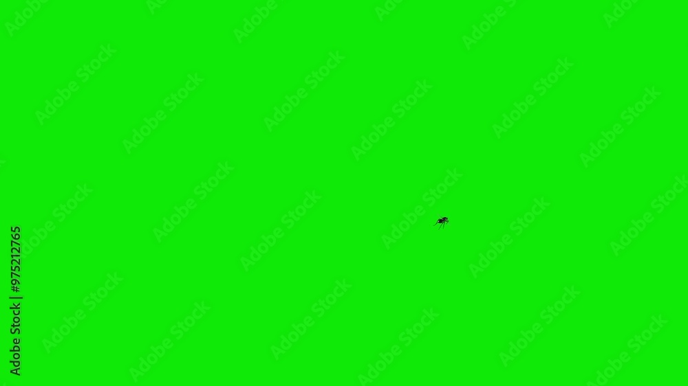 Black House Fly - Flying Around Screen Loop - Green Screen - Realistic 4K UHD 3D animation isolated on chroma key background
