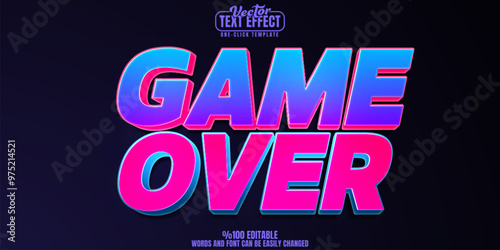 Game editable text effect, customizable over and gaming 3d font style