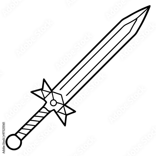 weapon or cold steel outline coloring book page line art drawing