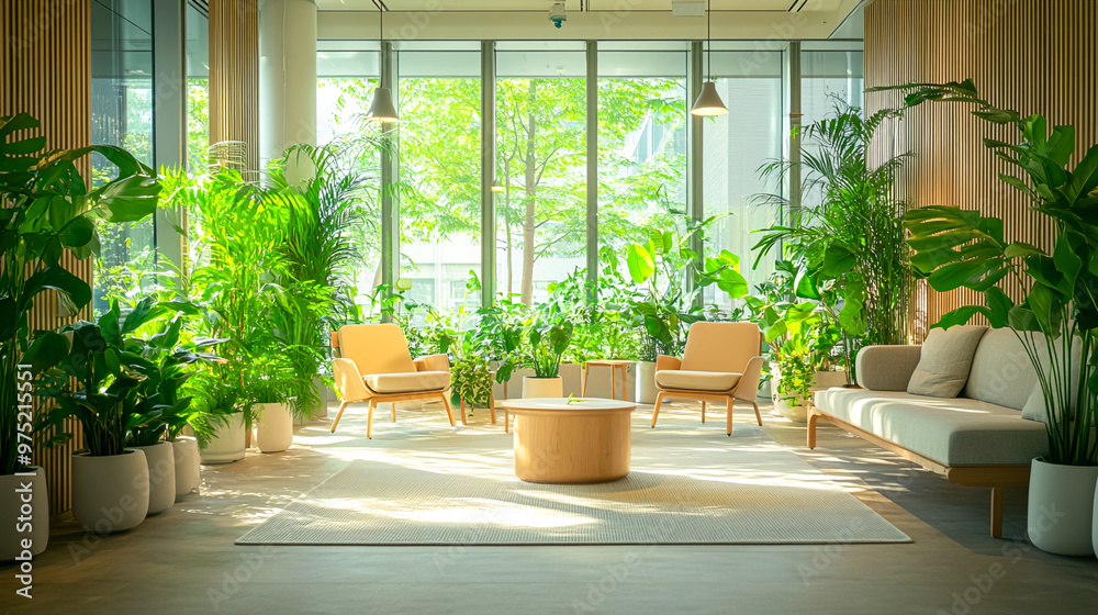 Serene Eco-Friendly Workspace with Indoor Plants Inspiring a Calm Mindset for Productivity Serene Eco-Friendly Workspace with Indoor Plants Inspiring a Calm Mindset for Productivity