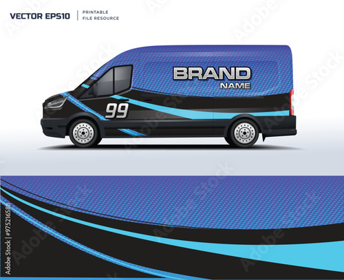Car van Wrap design for company, decal, wrap, and sticker. abstract stripe background kit designs for van wrap vehicle
