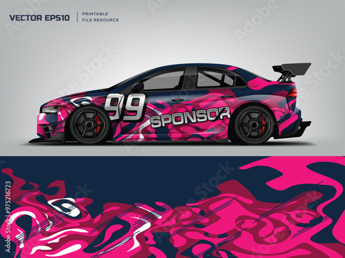 car livery design vector. Graphic abstract stripe racing background designs for wrap