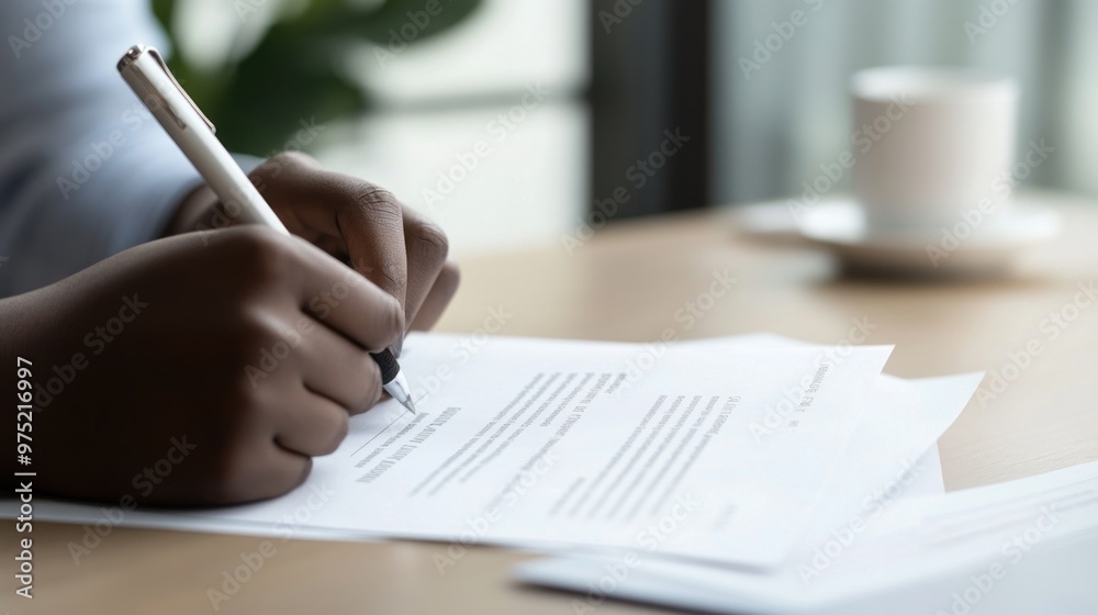Fototapeta premium A person updating their resume, focusing on adding recent achievements and refining their career objective