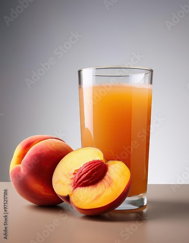 Fresh peach juice and fruit