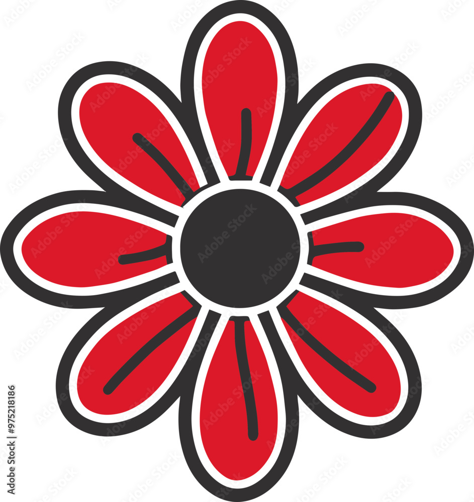Simple icon design in red flower shape Simple icon design in red flower shape