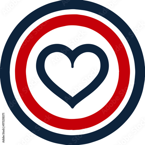 Heart and circle border icon, symbol of love and affection