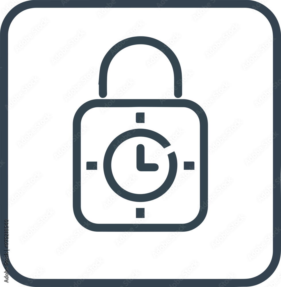 Security and time management icon representing lock and clock Security and time management icon representing lock and clock