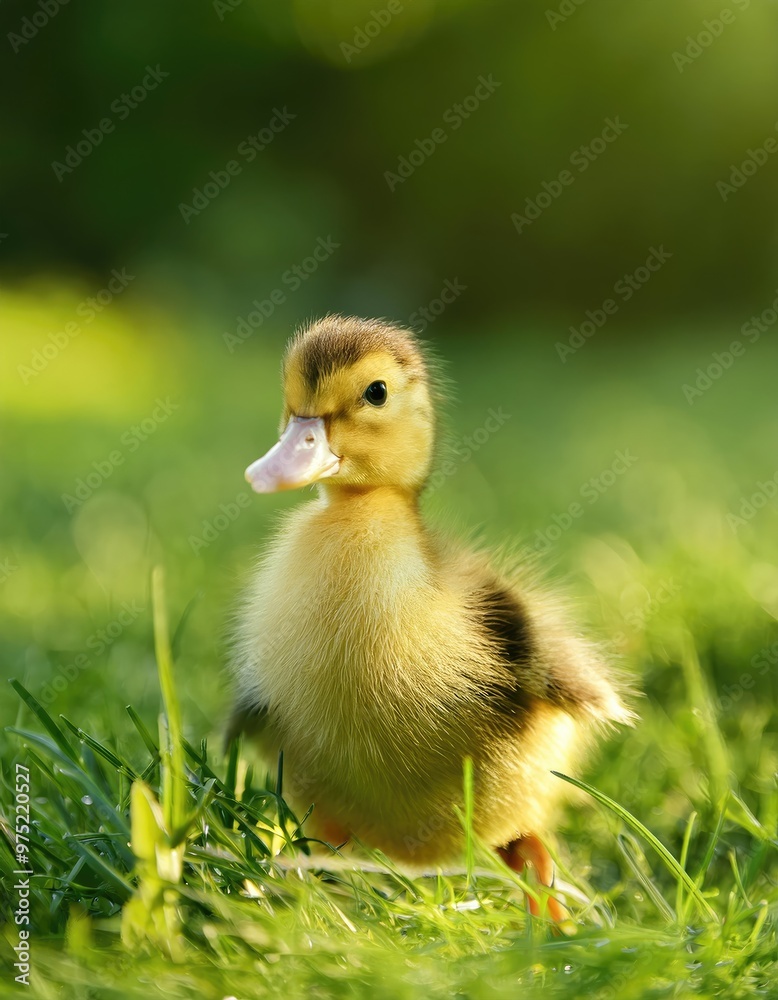 Cute duckling in green grass Cute duckling in green grass