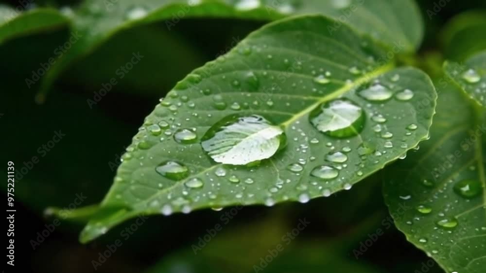 a wet leaf that has been exposed to rain creates beautiful water balls