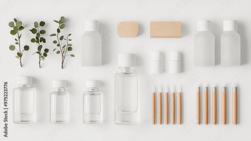 Perfume Creation Essentials, A curated set of tools and ingredients for crafting unique fragrances, highlighting creativity and simplicity in scent design, inviting exploration and experimentation