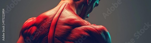 Detailed close-up of a muscular back showcasing anatomy and strength, ideal for fitness, health, and educational purposes.