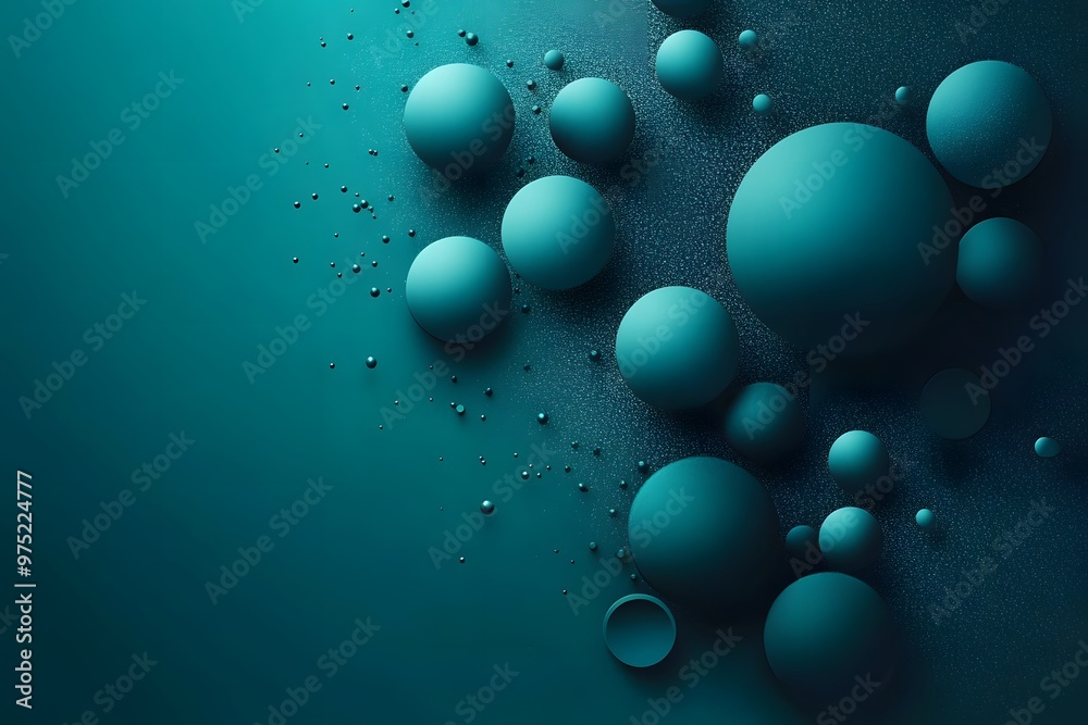 Abstract Teal and Blue Spheres on Water Surface Abstract Teal and Blue Spheres on Water Surface