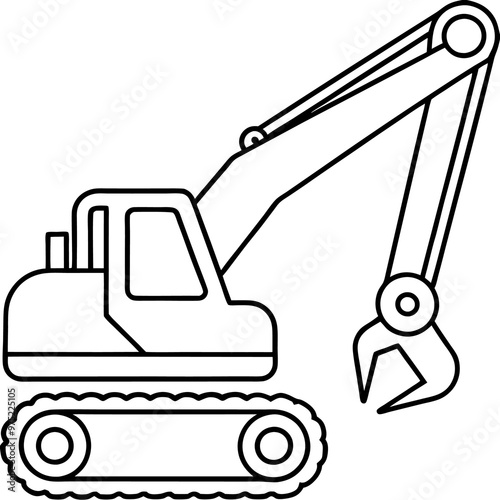 wheeled excavator machine outline coloring book page line art drawing