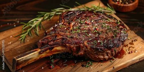 Juicy Grilled Tomahawk Ribeye Steak photo