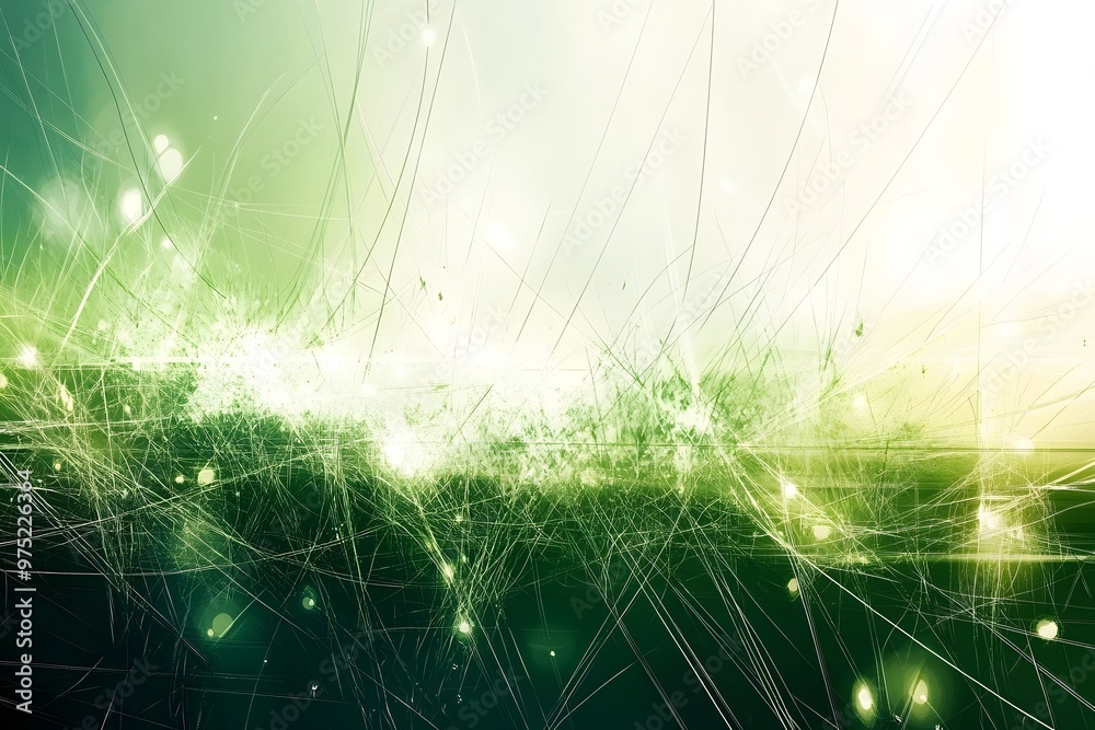 Abstract Green Background with Lines and Lights Abstract Green Background with Lines and Lights