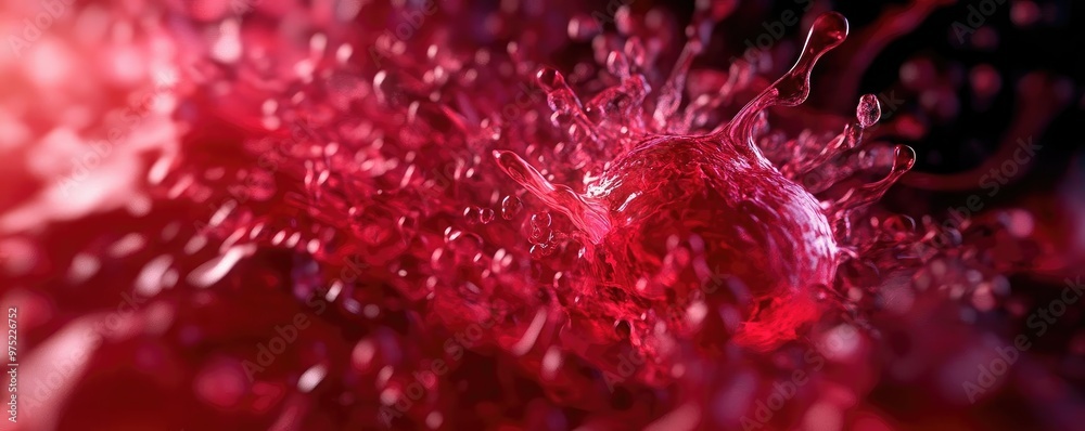 A vibrant splash of red liquid, showcasing dynamic motion and rich color, perfect for abstract or artistic themes.