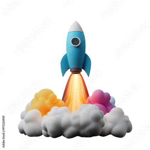 Vibrant Rocket Launch: Exploding with Creativity and Speed