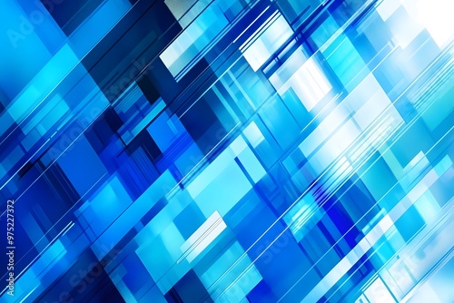 Abstract Blue Geometric Background with Overlapping Shapes