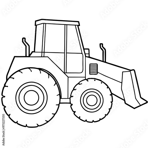 wheel loader machine outline coloring book page line art drawing