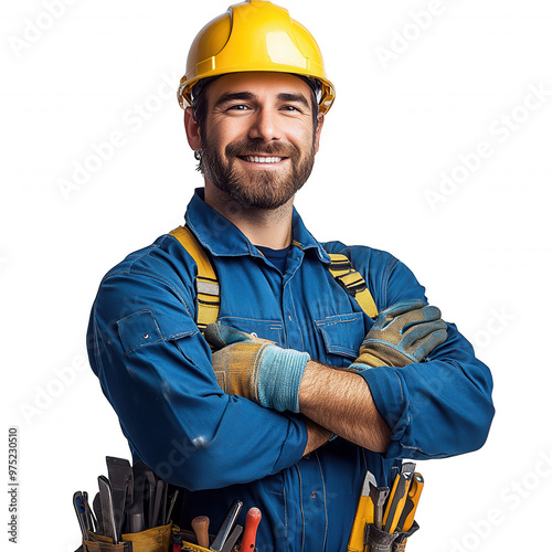 Confident Tradesperson with Tools Ready to Work