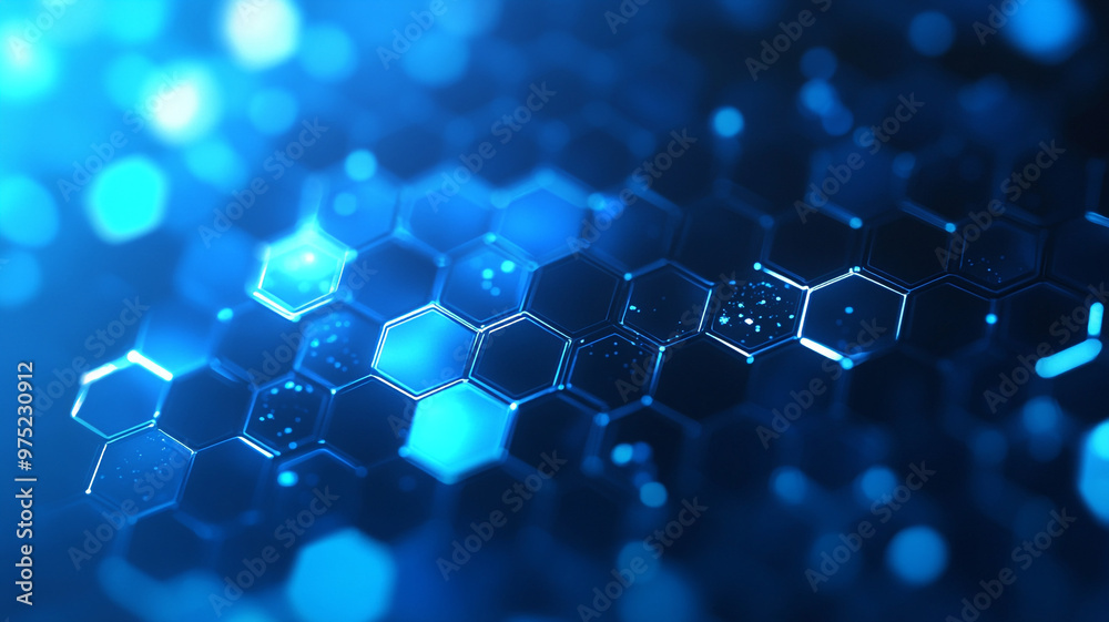 Abstract blue hexagonal pattern on a digital background representing ...