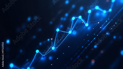 Dynamic visualization of blue data points in a futuristic digital graph on a dark background