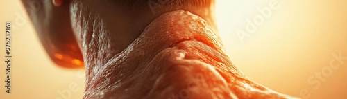 Close-up of aged skin texture highlighting fine lines and wrinkles in warm light, showcasing natural humanity and character.