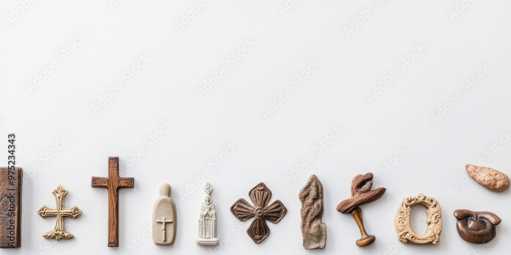 White Background with Diverse Religious Symbols White Background with Diverse Religious Symbols