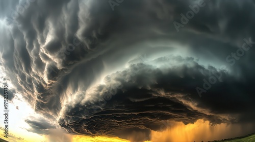 Dark Storm Clouds Over Turbulent Landscape.