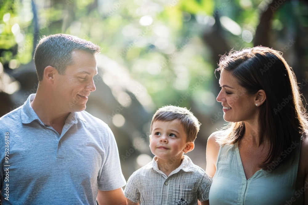High-resolution brightly lit photorealistic candid photograph of a father, mother, and son exploring the zoo, with a soft, creamy bokeh background. The image is styled like a high-end lifestyle High-resolution brightly lit photorealistic candid photograph of a father, mother, and son exploring the zoo, with a soft, creamy bokeh background. The image is styled like a high-end lifestyle