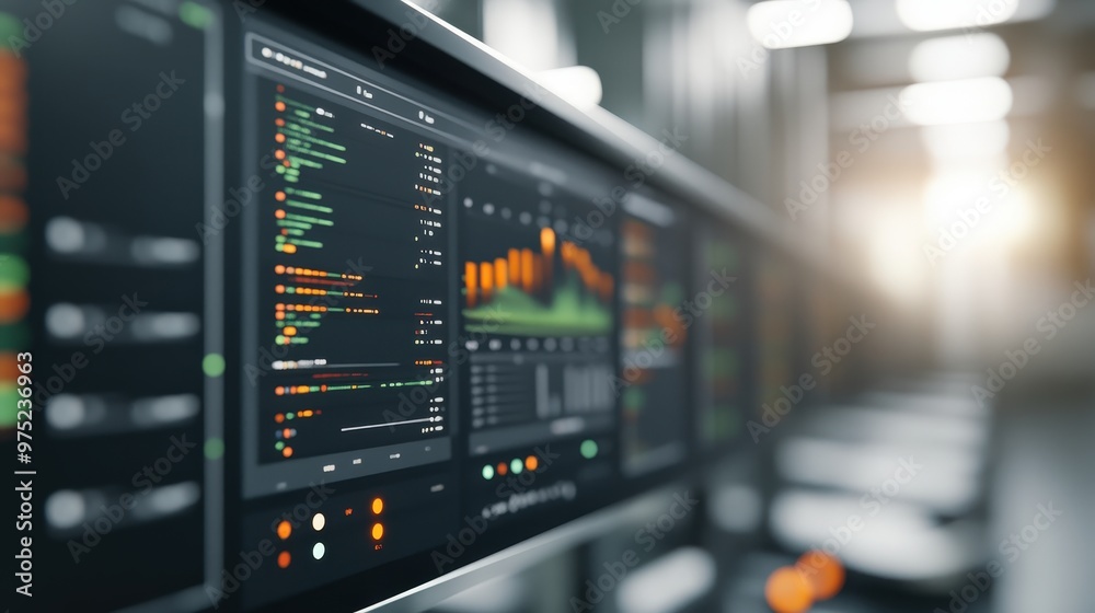 High-Tech Data Analytics Dashboard Showcasing Real-Time Information and Insights Effectively High-Tech Data Analytics Dashboard Showcasing Real-Time Information and Insights Effectively