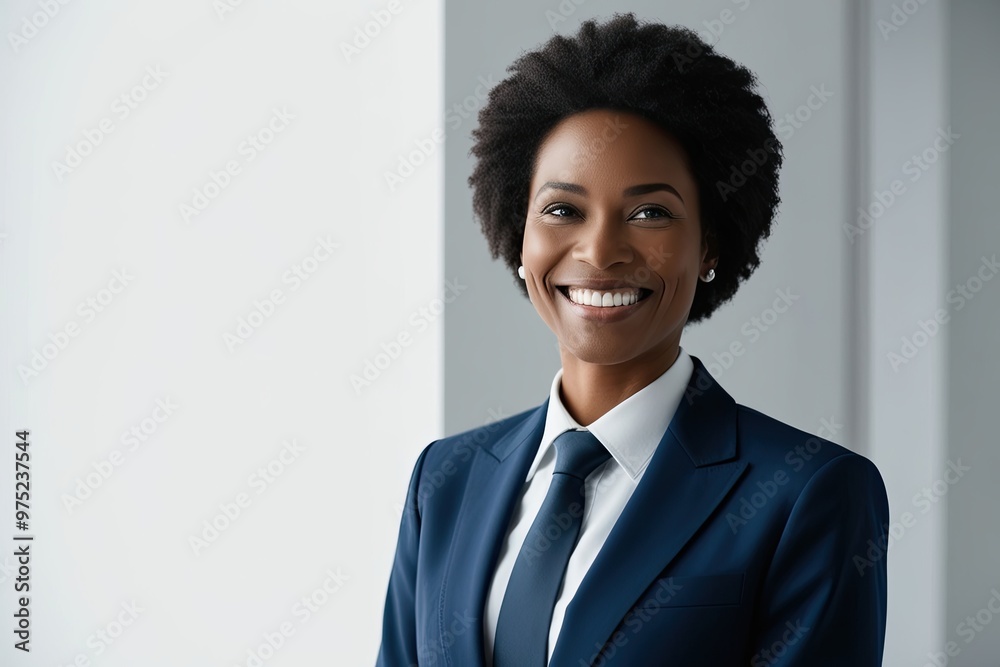 Confident African American Business Executive in Professional Suit Against White Background Confident African American Business Executive in Professional Suit Against White Background