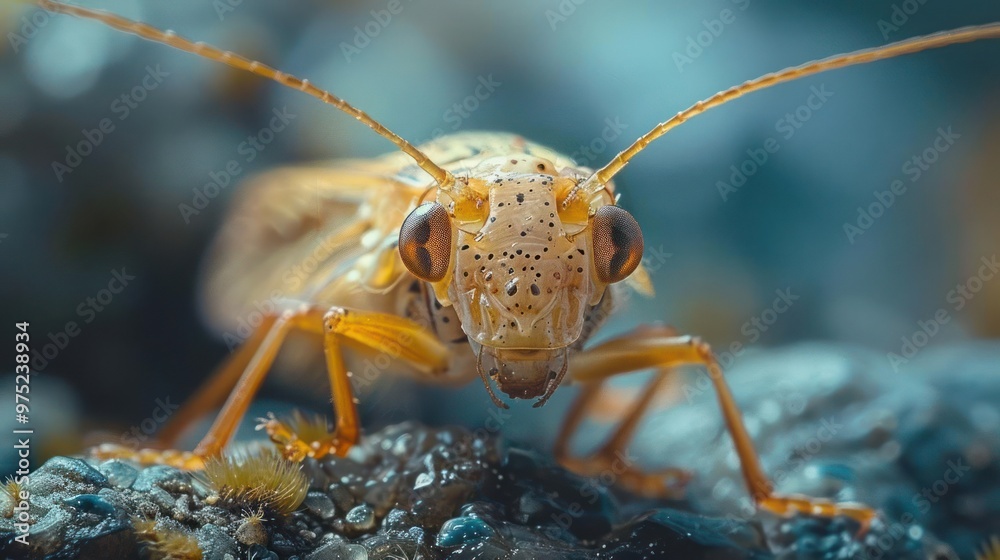A cockroach with a focus on its antennae and eyes. A cockroach with a focus on its antennae and eyes.