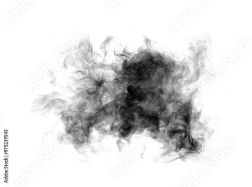 black smoke steam air pollution isolated on a black background. The concept of texture dark fog, or hot vapor. abstract fog effect and clouds for design, smog elements 