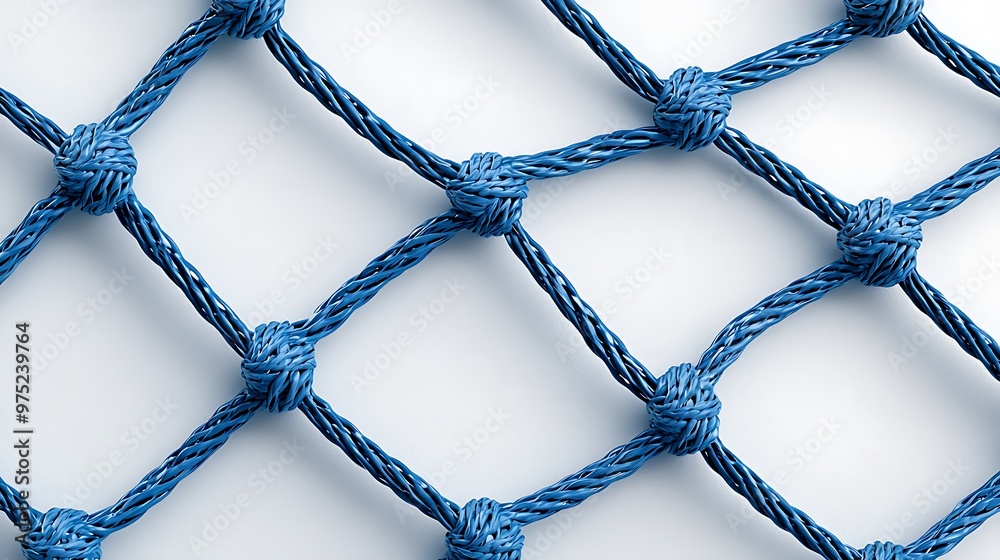 A complex blue rope network pattern weaves an engaging abstract design. A complex blue rope network pattern weaves an engaging abstract design.
