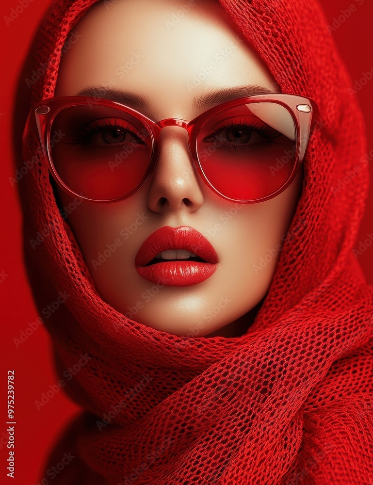 Vibrant Redhead Model Wearing Statement Scarf