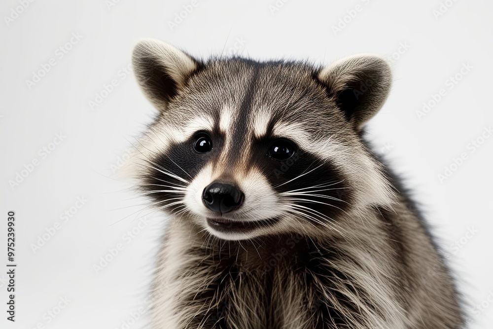 Fototapeta premium Adorable Winking Raccoon on Bright White Background