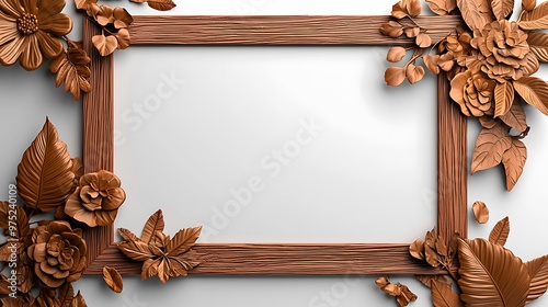 A golden floral frame, paired with brown flowers, provides a minimalist yet decorative design.