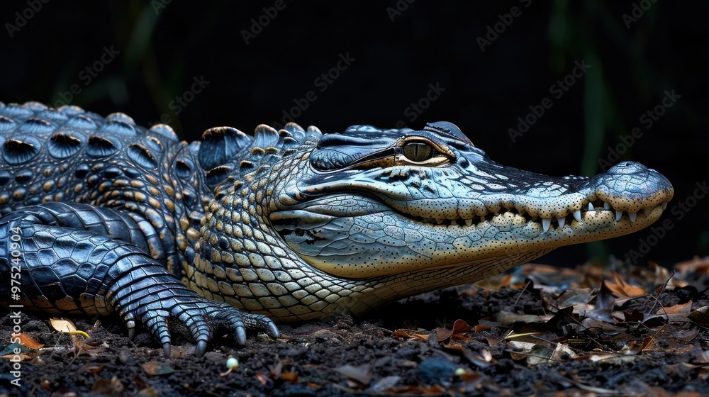 A close-up image of a crocodile with its mouth open, appearing as if it's taking a bath. A close-up image of a crocodile with its mouth open, appearing as if it's taking a bath.