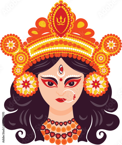 Hindu Goddess Durga Vector Illustration With For Navratri Celebration