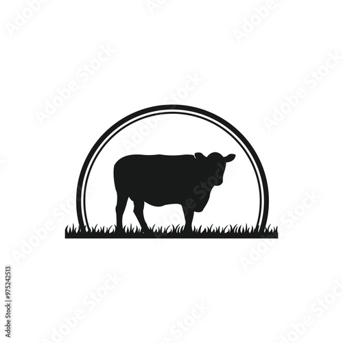 cattle farm logo design template