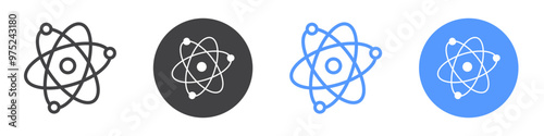 Atom Icon flat line symbol set.