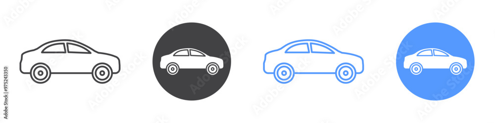 Car Icon flat line symbol set. Car Icon flat line symbol set.