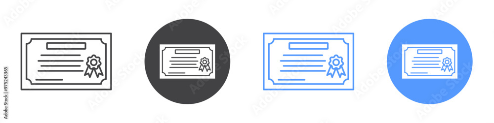 Certificate icon flat line symbol set. Certificate icon flat line symbol set.